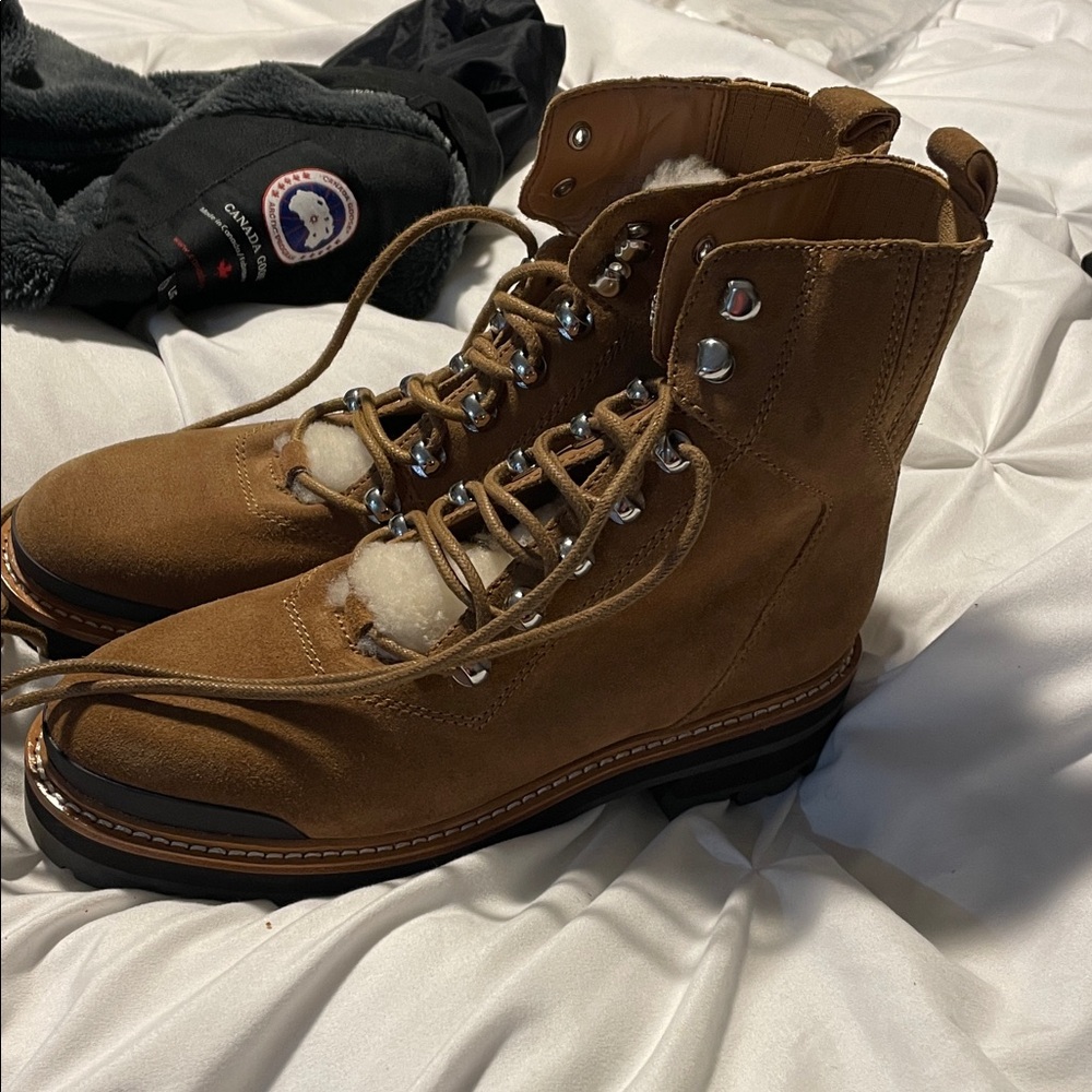 Marc Fisher Tan Ankle Boots with Fur Lining